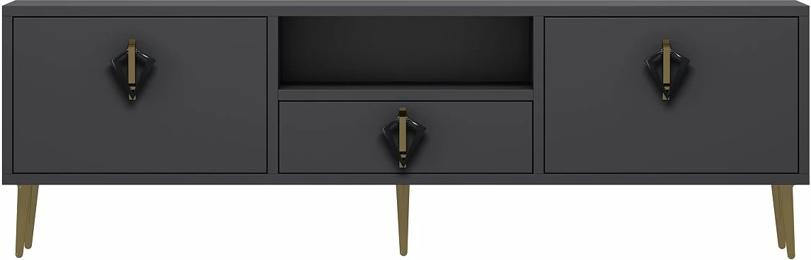 Komodë për TV Skye Decor, 1312-DROP-32, antracit, e zezë, e artë