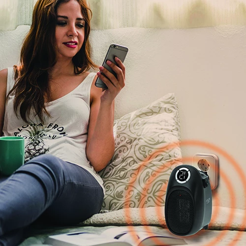 Ngrohës portativ, Adler, AD 7726 Thermofan Easy Heater, 1500W, timer 1-12h, kontroll temperature 15-35°C, element qeramik, i zi