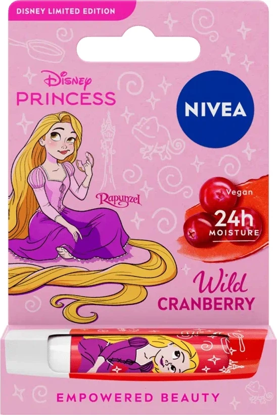 Buzëkuq Nivea Disney Limited Edition Wild Cranberry për femra, 4.8g