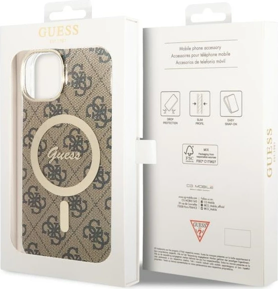 Mbështjellës Guess 4G MagSafe për iPhone 14, kafe