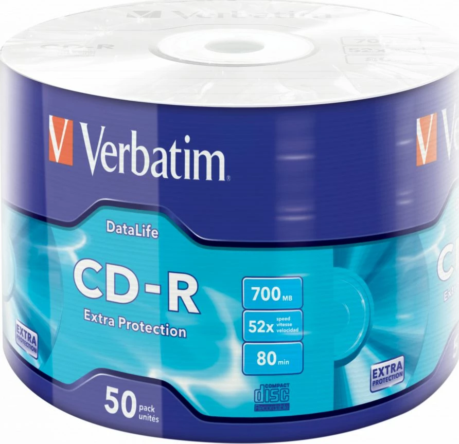 CD-R Verbatim DataLife 43787, 700 MB, 52x, 50 copë, e bardhë