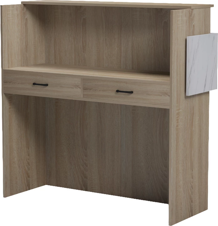 Banak pritjeje Optima, me LED, pamje sonoma dhe mermeri të bardhë, 110x40x110cm