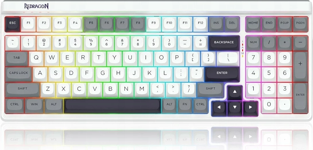 Tastierë mekanike gaming Redragon Garen Pro K656WGB-RGB-PRO 100% Wireless/Wired RGB 4000mAh (US layout), bardhë-hirtë