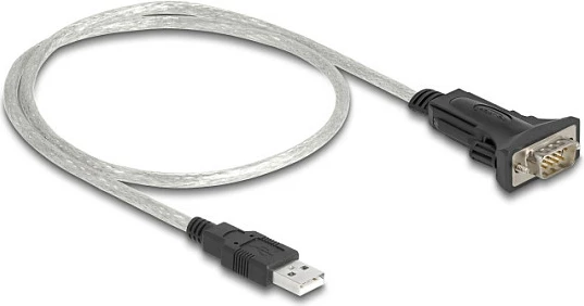 Adapter USB 2.0 Type-A në RS-422/485 DeLOCK, DB9 + terminal 6-pin, 0.5 m, i zi/transparent