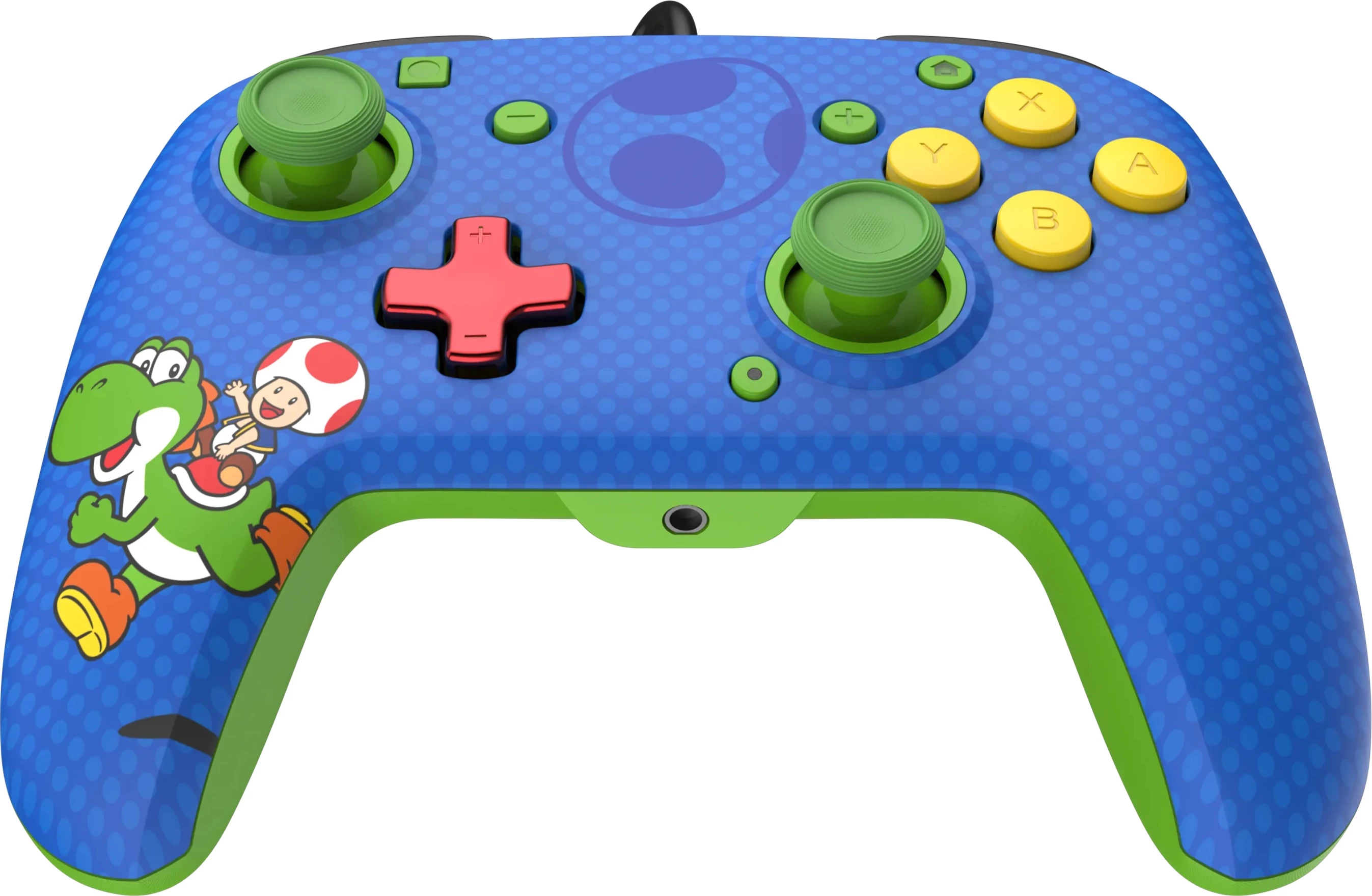 Kontroller me kabllo PDP Rematch Toad & Yoshi për Nintendo Switch, 3.5mm audio jack, butona prapa, blu/jeshil