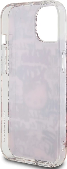 Mbështjellës Hello Kitty IML Tags Graffiti për iPhone 15, Rozë