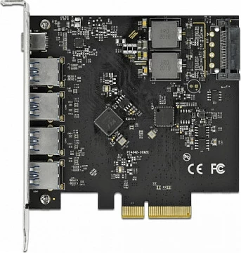 Kartelë PCIe DeLOCK x4, 1x USB-C + 4x USB-A, USB 3.2 Gen 2 10Gbps