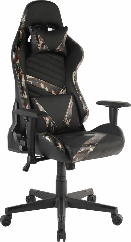 Karrige gaming për zyre, e zezë me dizajn, 50x74x137
