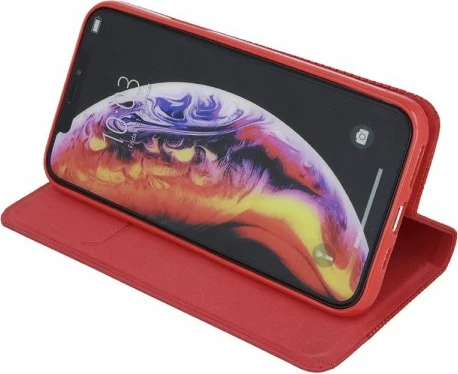 Mbështjellës flip ONASI Moon MPN 11098 për iPhone 12 Pro Max, mbyllje magnetike, xhep karte, kuqe