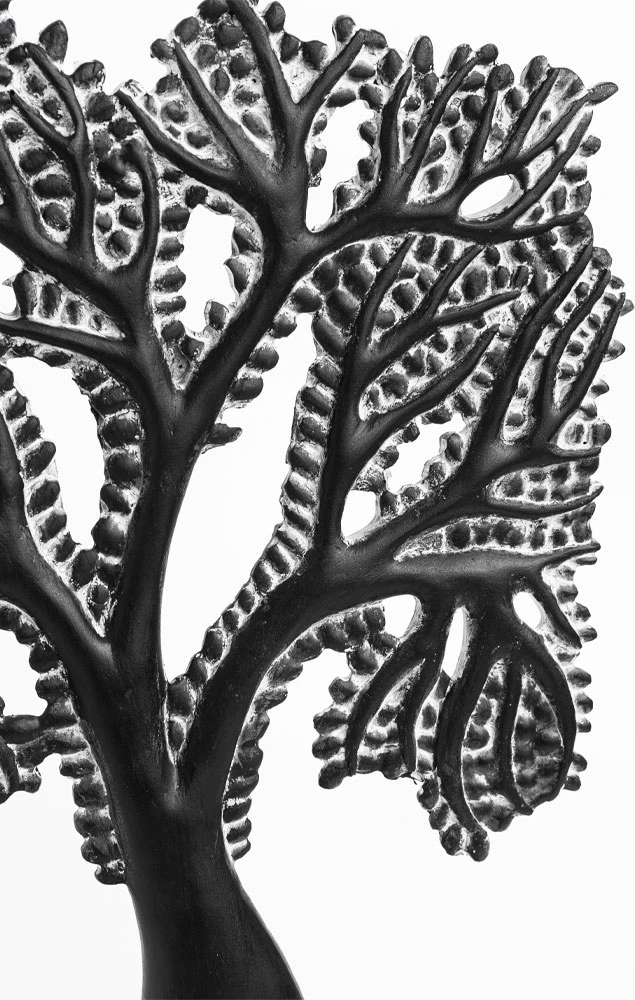 Dekor pemë FORET 2, polirezine, e zezë e bardhë, 33x8x45cm