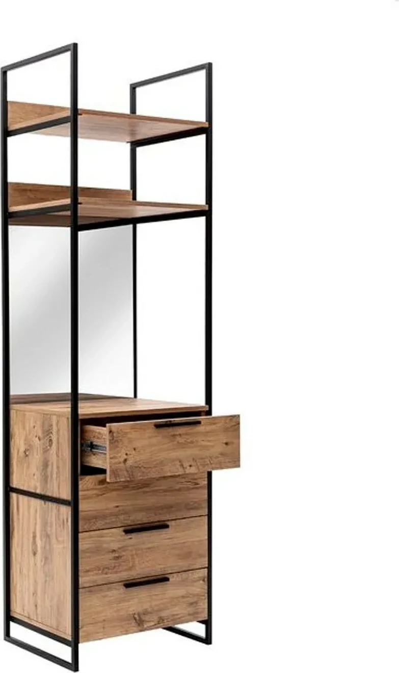 Dollap Hanah Home, Dynamic - 09, ngjyrë Atlantic Pine, me pasqyrë dhe 4 sirtarë