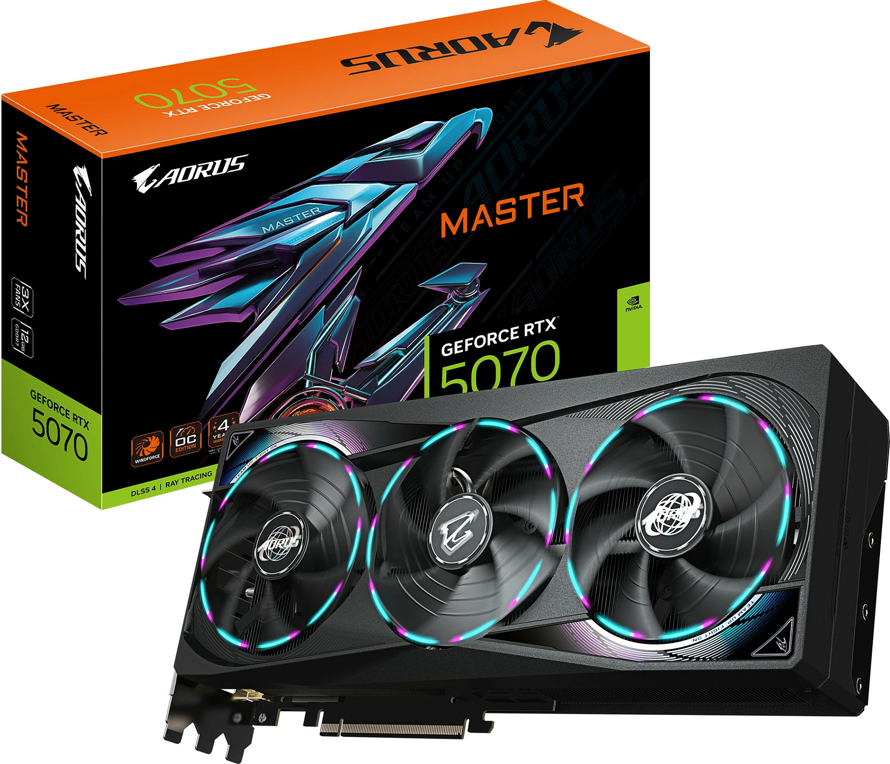 Kartelë grafike Gigabyte Aorus Master RTX 5070, 12GB GDDR7, 3 fan, e zezë