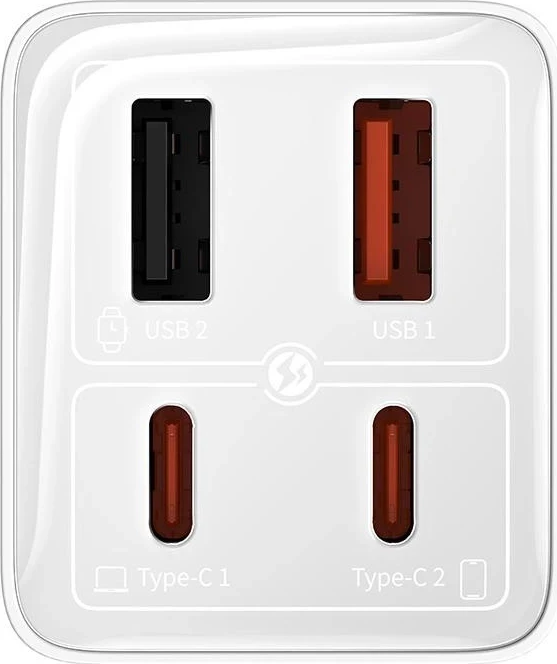 Karikues Baseus GaN6 Pro, 2xUSB-C + 2xUSB, 65W, i bardhë