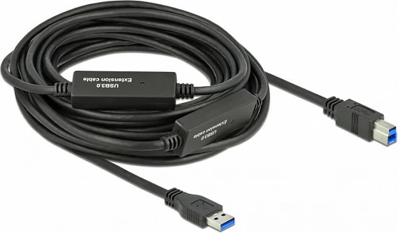 Kabllo USB aktive DeLOCK 85380, USB-A në USB-B, 10 m, USB 3.2 Gen 1, 5 Gbit/s, e zezë