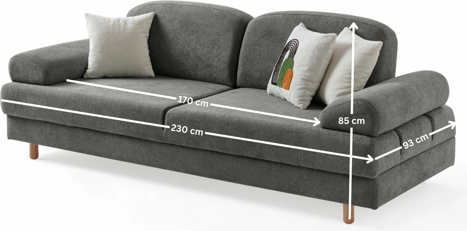 Divan-krevat treshe, ngjyrë antracit, Atelier del Sofa, Aries