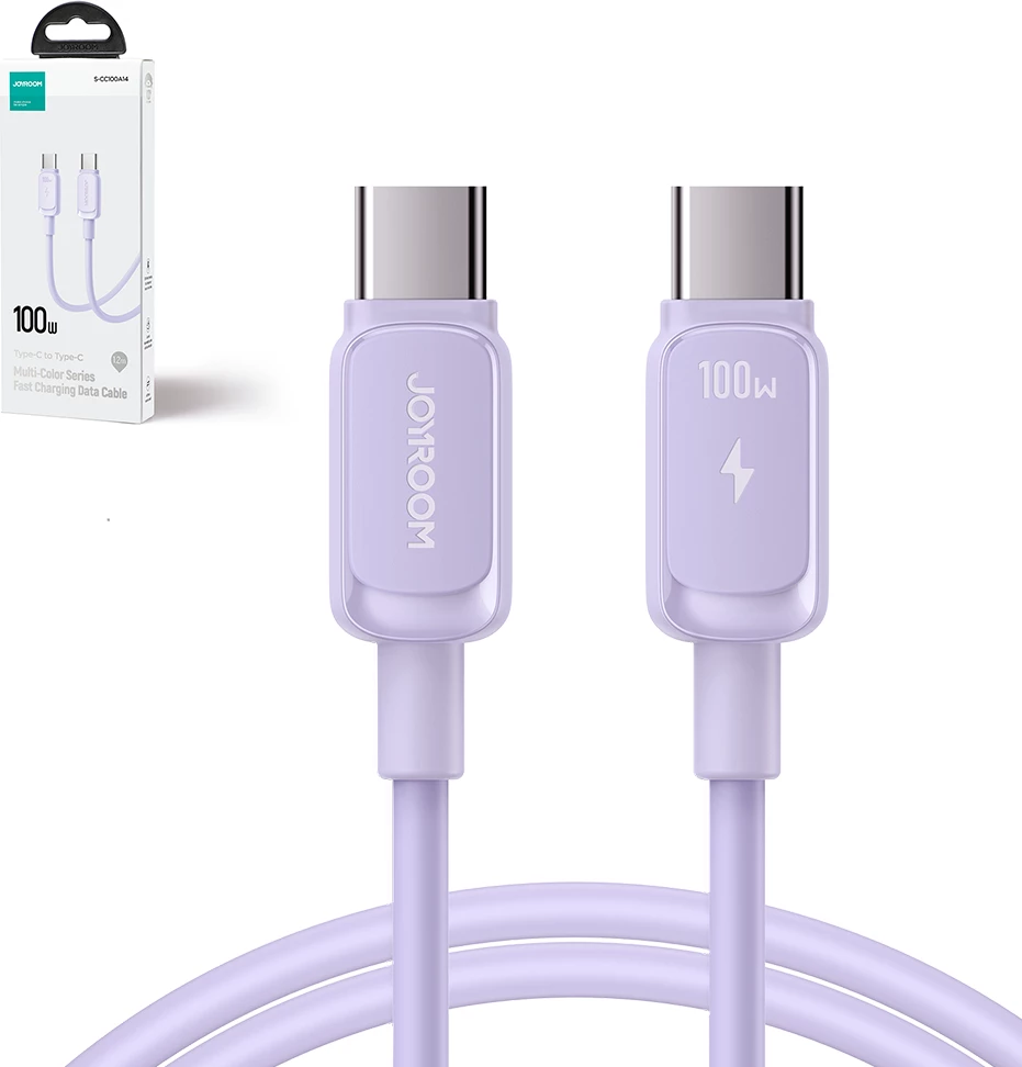 Kabllo USB-C në USB-C Joyroom Multi-Color Series A14, 1.2m, 100W, Vjollcë
