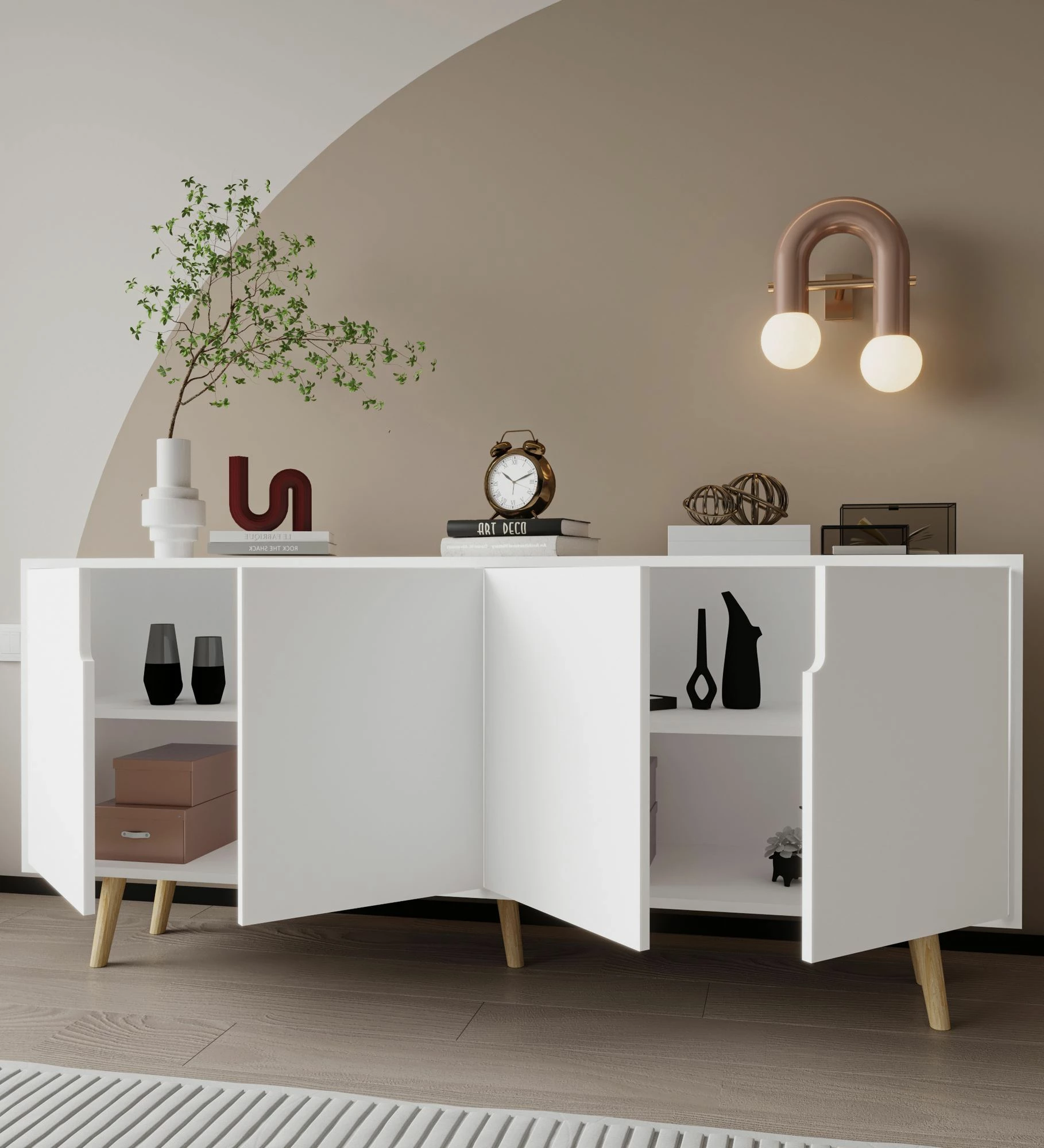 Konsolë moderne Skye Decor Latina, e bardhë, 180 cm