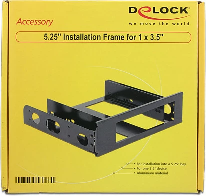 Kllapë montimi HDD DeLOCK 18267, adaptues 3.5" në 5.25", alumin, e zezë