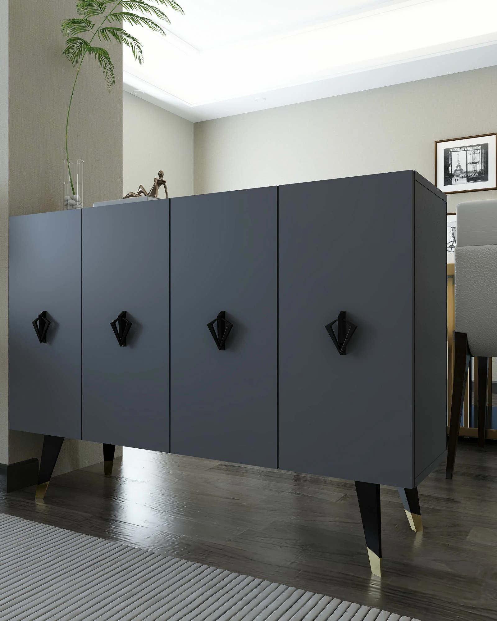 Konsol Skye Decor, anthracite, e zezë, e artë, 8166KM-32