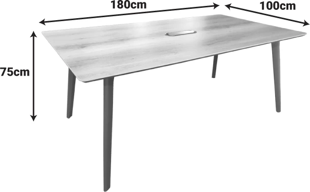 Tavolinë takimesh profesionale Denith, ngjyrë gri e errët-natyrale, 180x100x75cm
