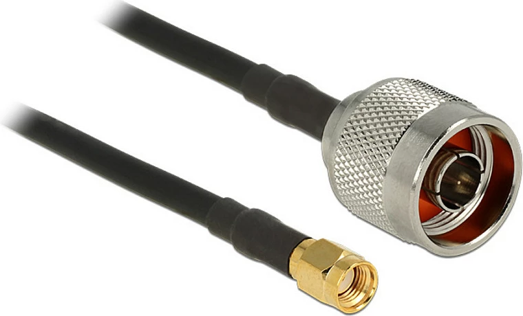 Kabllo antene DeLOCK 89466, RG-58, N mashkull - SMA mashkull, 10 m, e zezë