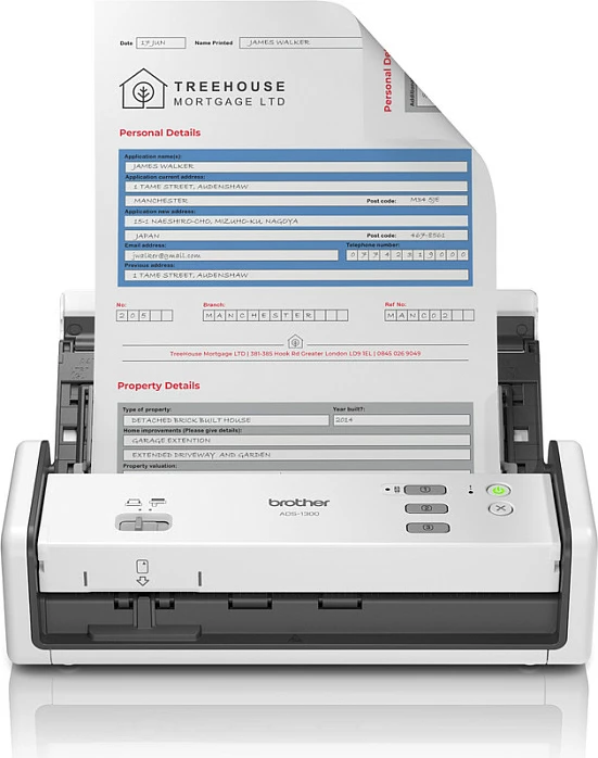 Skaner dokumentesh Brother ADS-1300, Duplex, ADF 20 fletë, 30 ppm, USB, bardhë