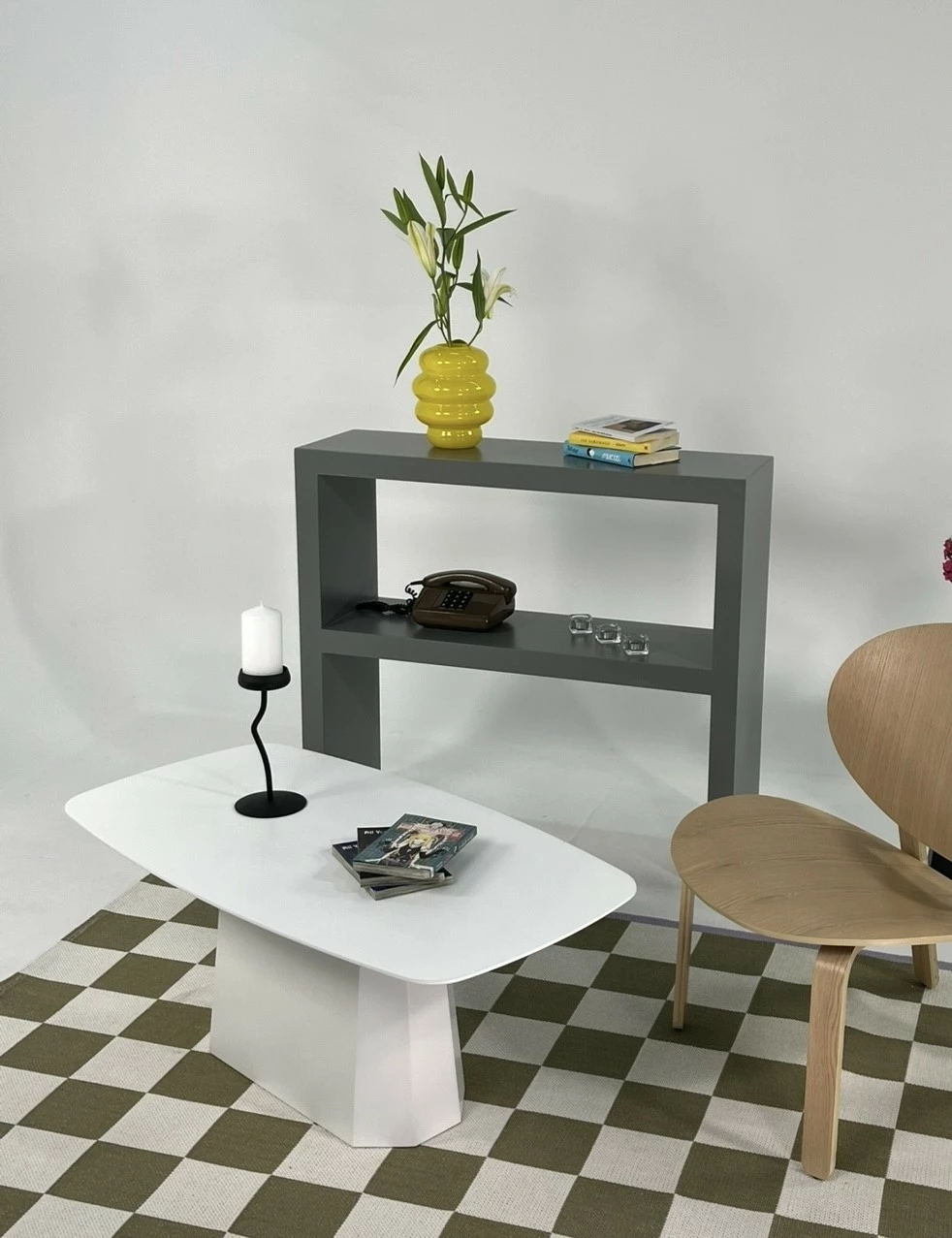 Tavolinë kafeje Skye Decor, Lilyum e madhe, e bardhë