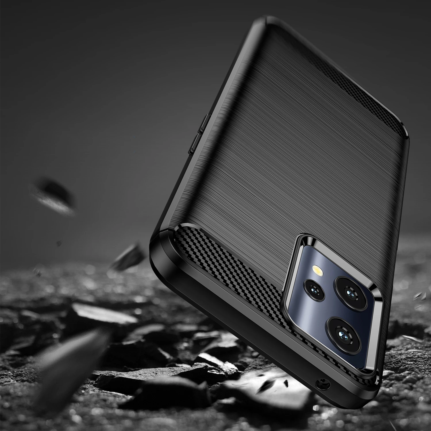 Mbështjellës Hurtel Carbon Case për Realme 9 Pro, i zi