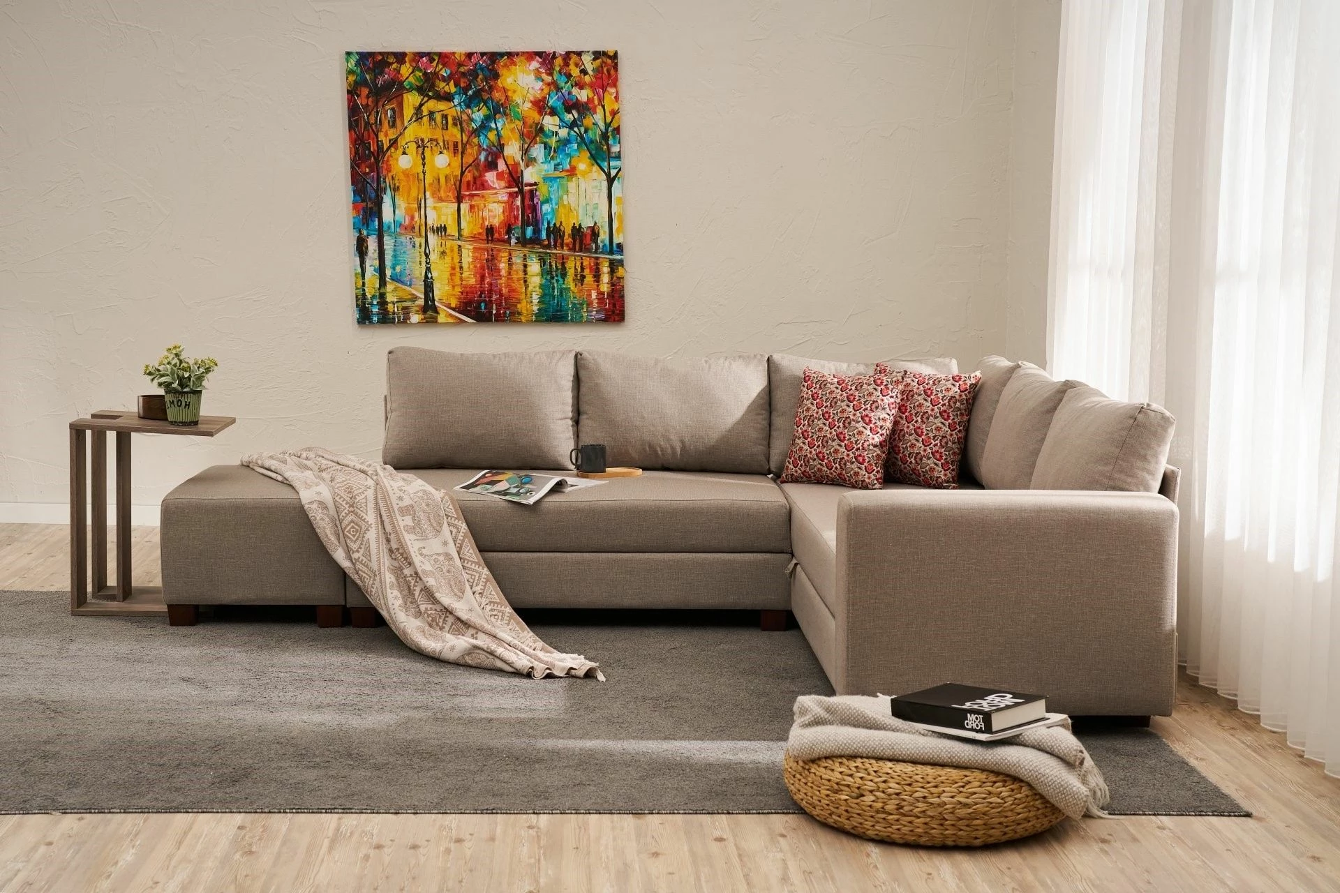 Kënd divan-krevat Atelier del Sofa, Aly majtas, bezhë