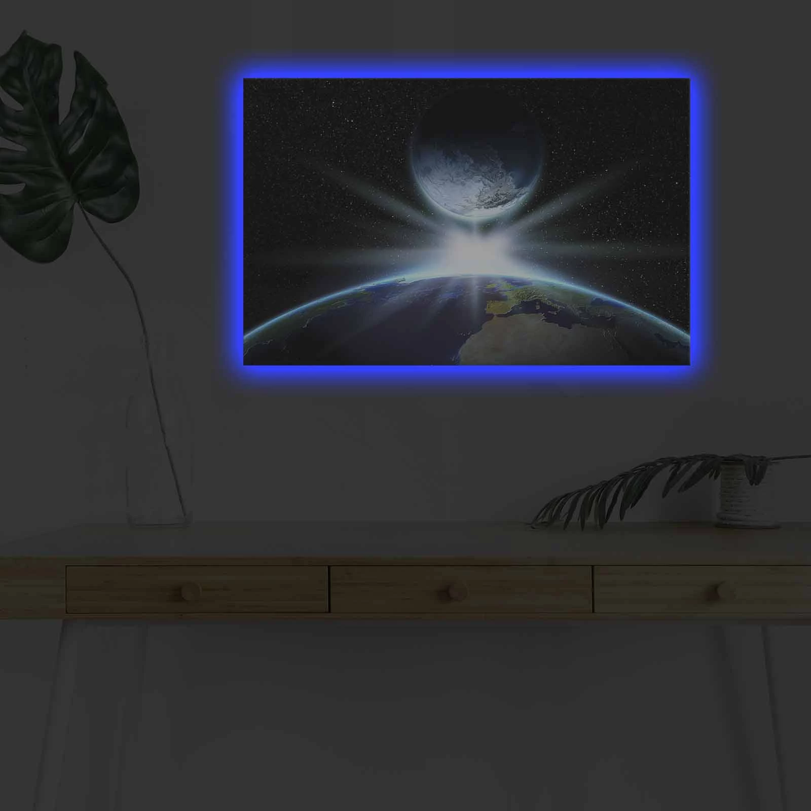 Pikturë dekorative në kanavacë me drita LED, Wallity NASA-039, shumëngjyrëshe, 45x70cm