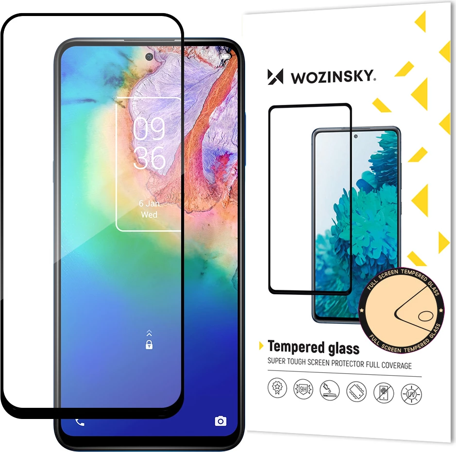 Xham i temperuar Wozinsky Super Tough Full Glue me kornizë për TCL 20 5G, Zi