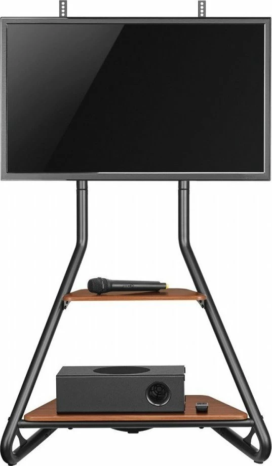 Stendë mbajtëse TV këndore Maclean MC-455, 37-75\", max 40 kg, VESA deri 600x400, me 2 rafte druri, e zezë/kafe