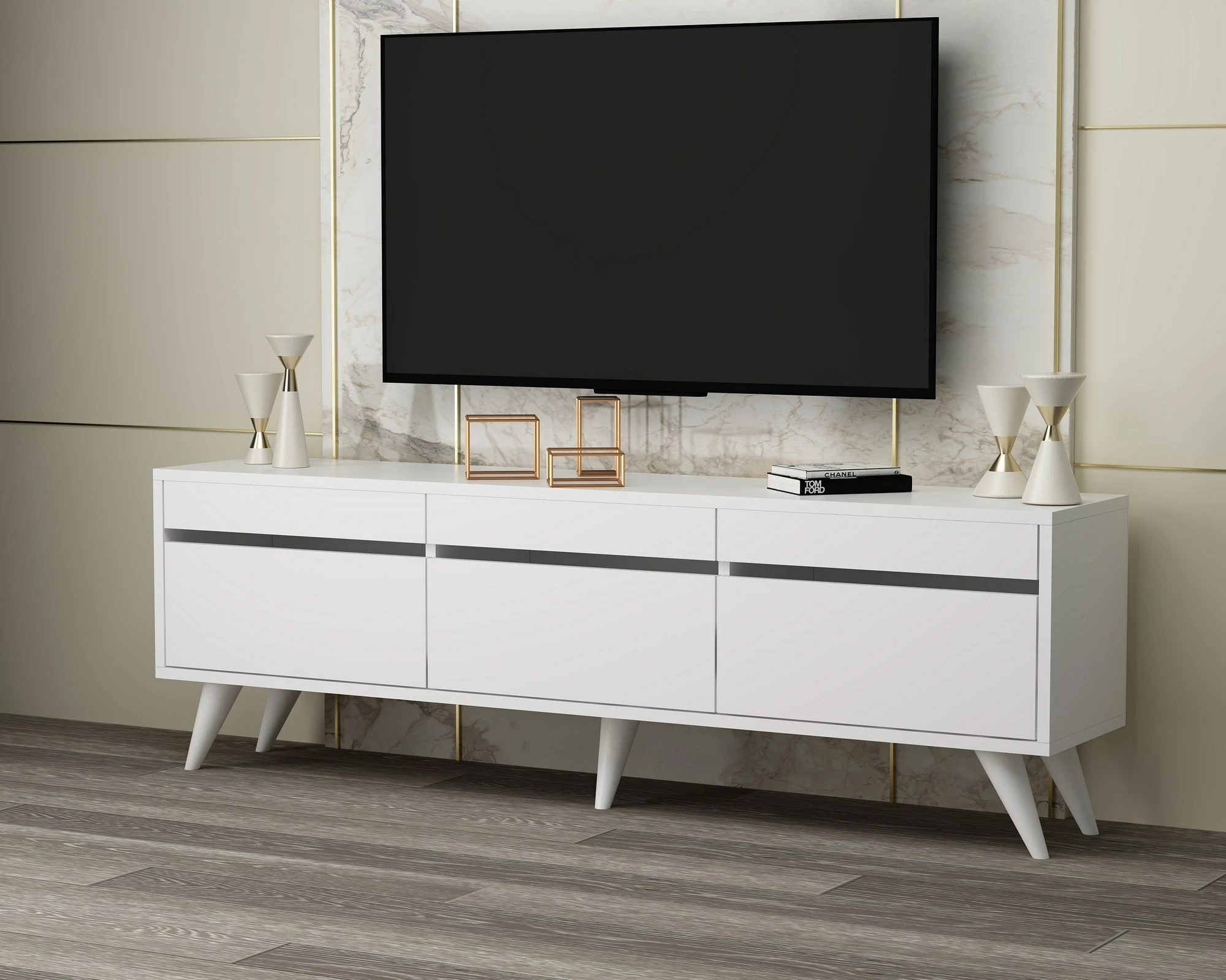 Komodë TV Hanah Home, ngjyrë e bardhë, River
