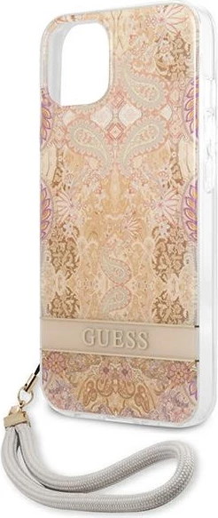 Mbështjellës Guess GUHCP13SHFLSD për iPhone 13 mini 5.4", Flower Strap, Ari
