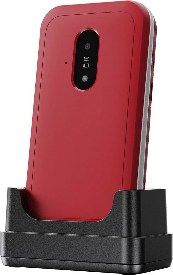 Celular Doro Leva E22, me kapak, ekran 2.8 inç, Single SIM, 1150 mAh, kuq/bardhë