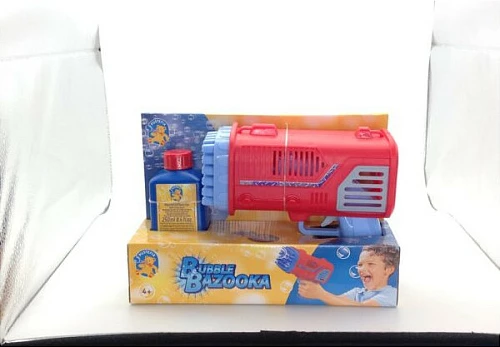 Pistoletë flluskash PUSTEFIX Bubble Bazooka, 36 gryka, LED, 250 ml, blu/kuqe