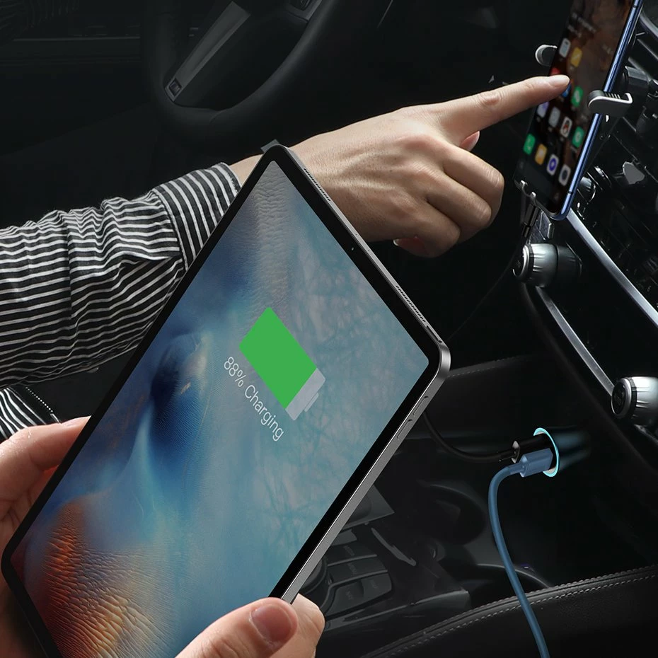 Karikues veture Baseus Golden Contactor Pro, 40W, 2 porta USB-A/USB-C, me kabllo USB-C, Gri