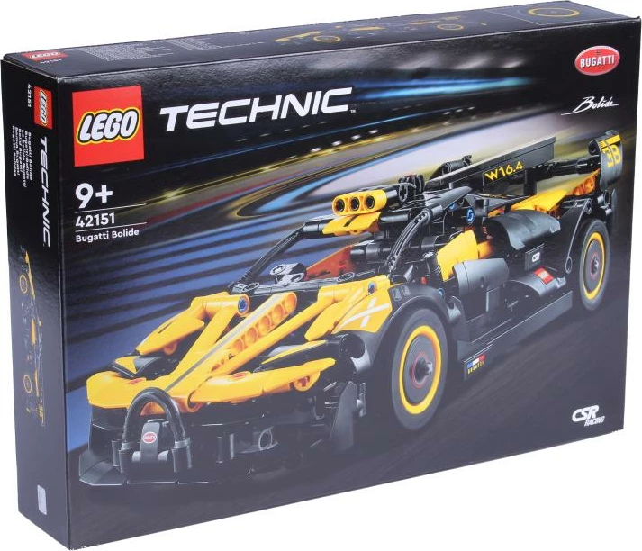 Set LEGO Technic, LEGO, Bugatti Bolide 42151, 9+ vjeç, makinë garash, e verdhë/zezë