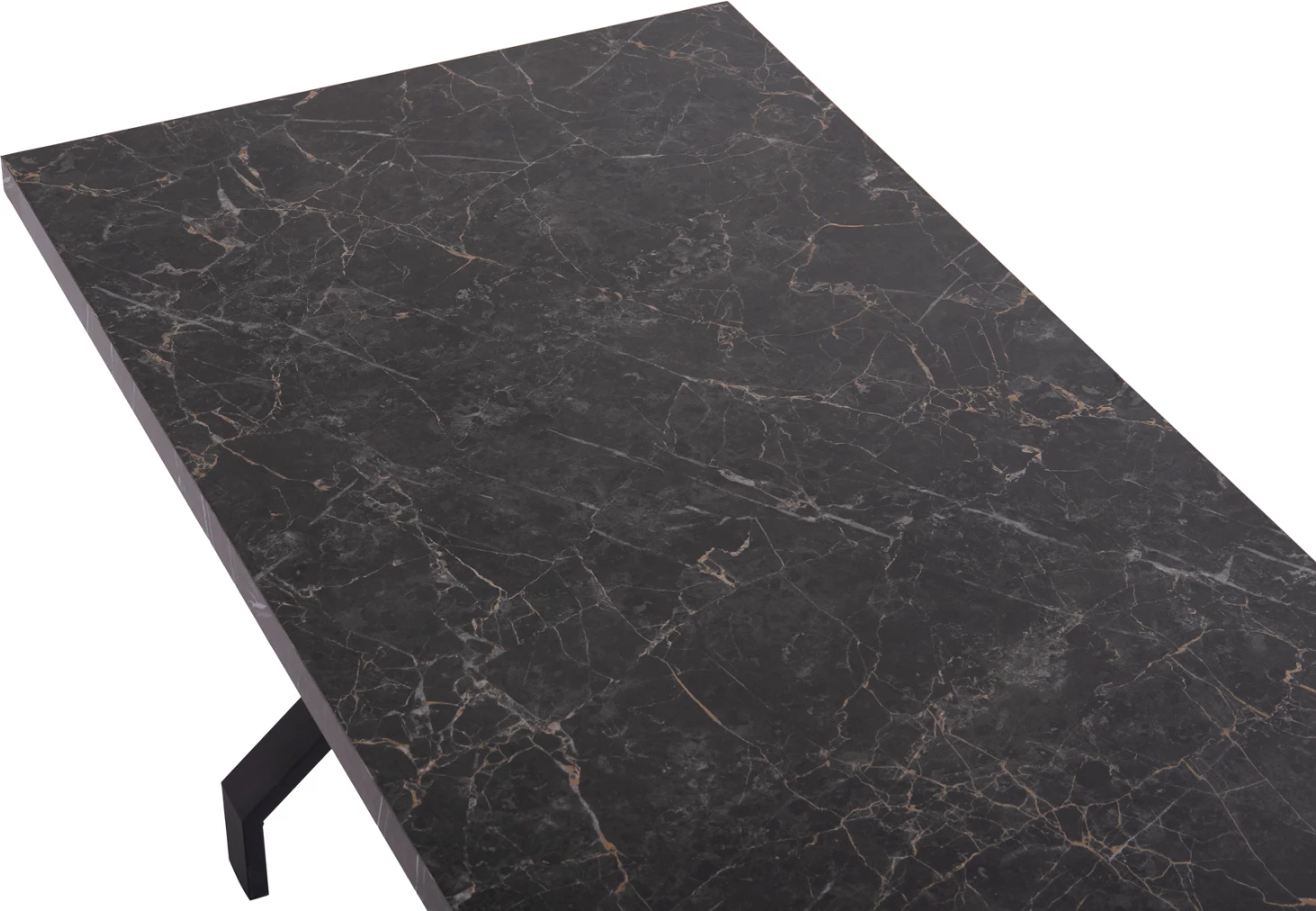 Tavolinë kuzhine LANA, pamje mermeri të zi, këmbë metali të zeza, FH18221.02, 140x70x72.5 cm