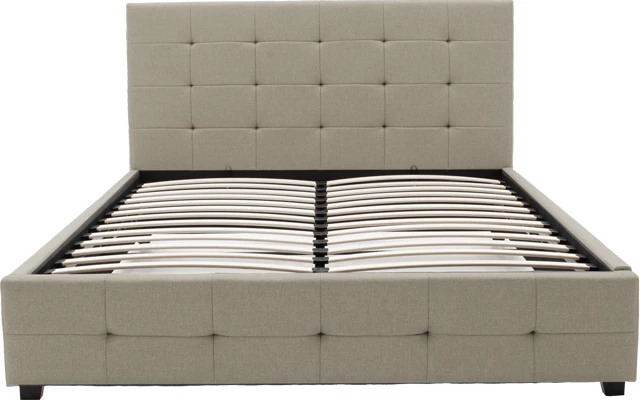 Shtrat dopio Roi me hapësirë ruajtëse, ngjyrë fildishi, 160x200cm