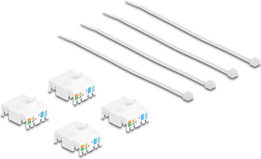 Modul keystone RJ45 DeLOCK 86051, Cat6a UTP, LSA, paketë 4 copë, i bardhë