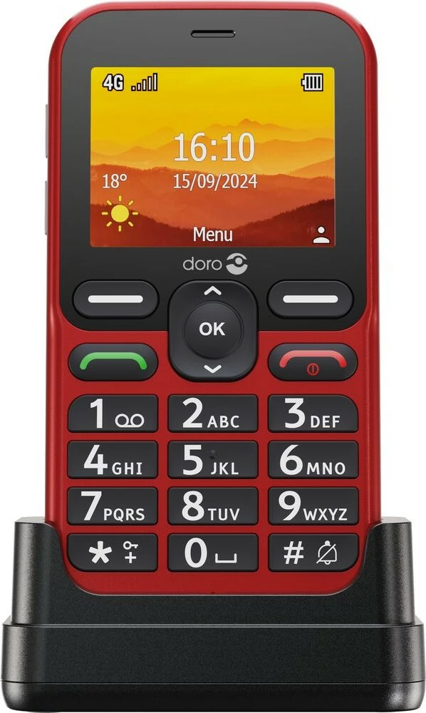 Celular Doro Leva L10, Single SIM, 2.4", 2 MP, 1150 mAh, Kuq