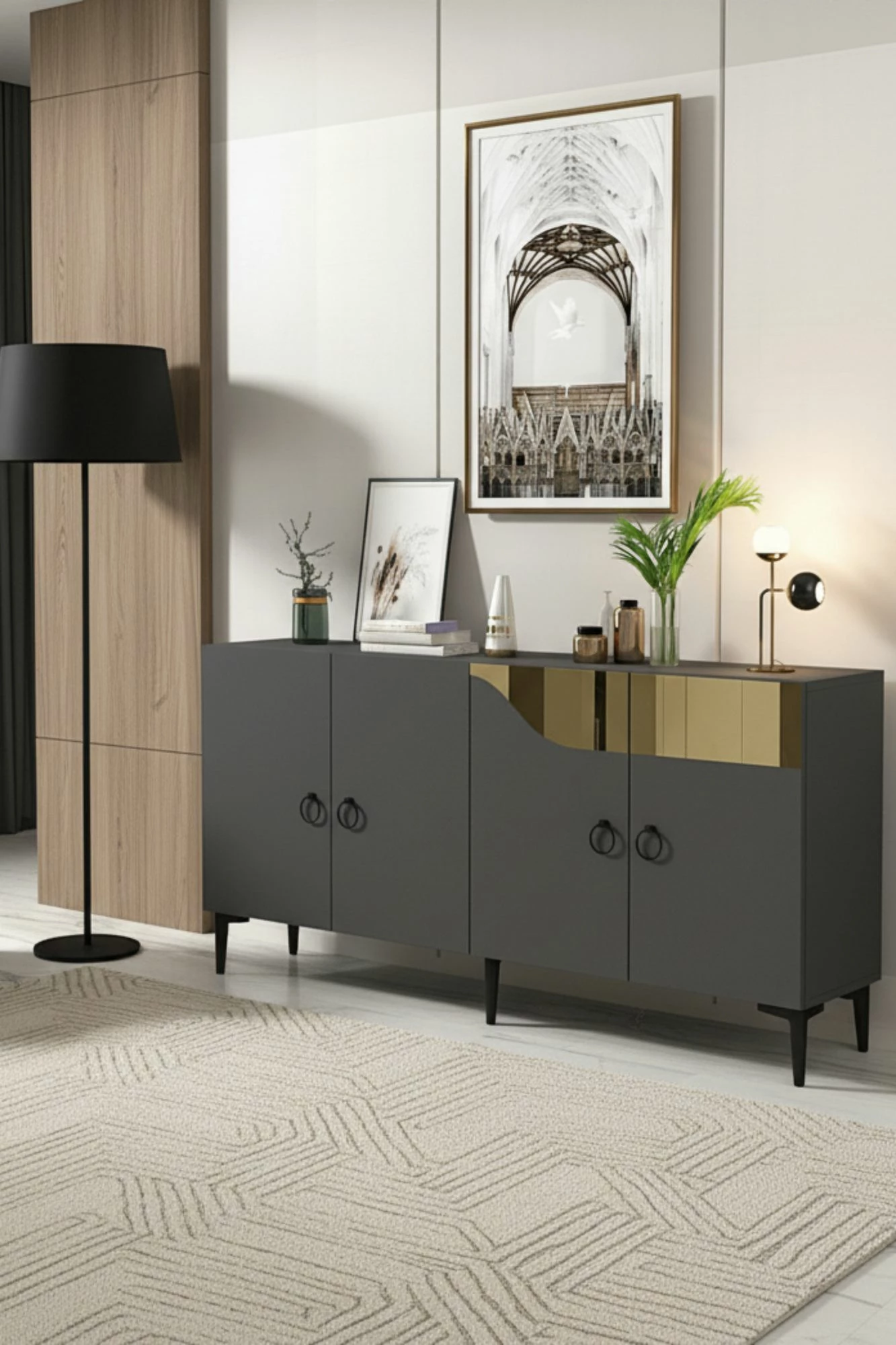 Konsolë Skye Decor, Gama 150, antracit dhe ari