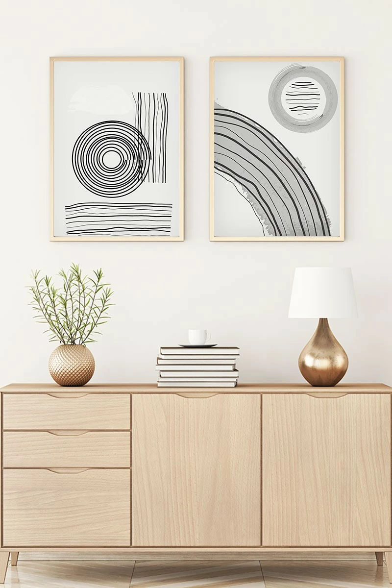 Piktura dekorative me kornizë, MDF, 2 copë, Wallity, Huhu58, 70x50cm
