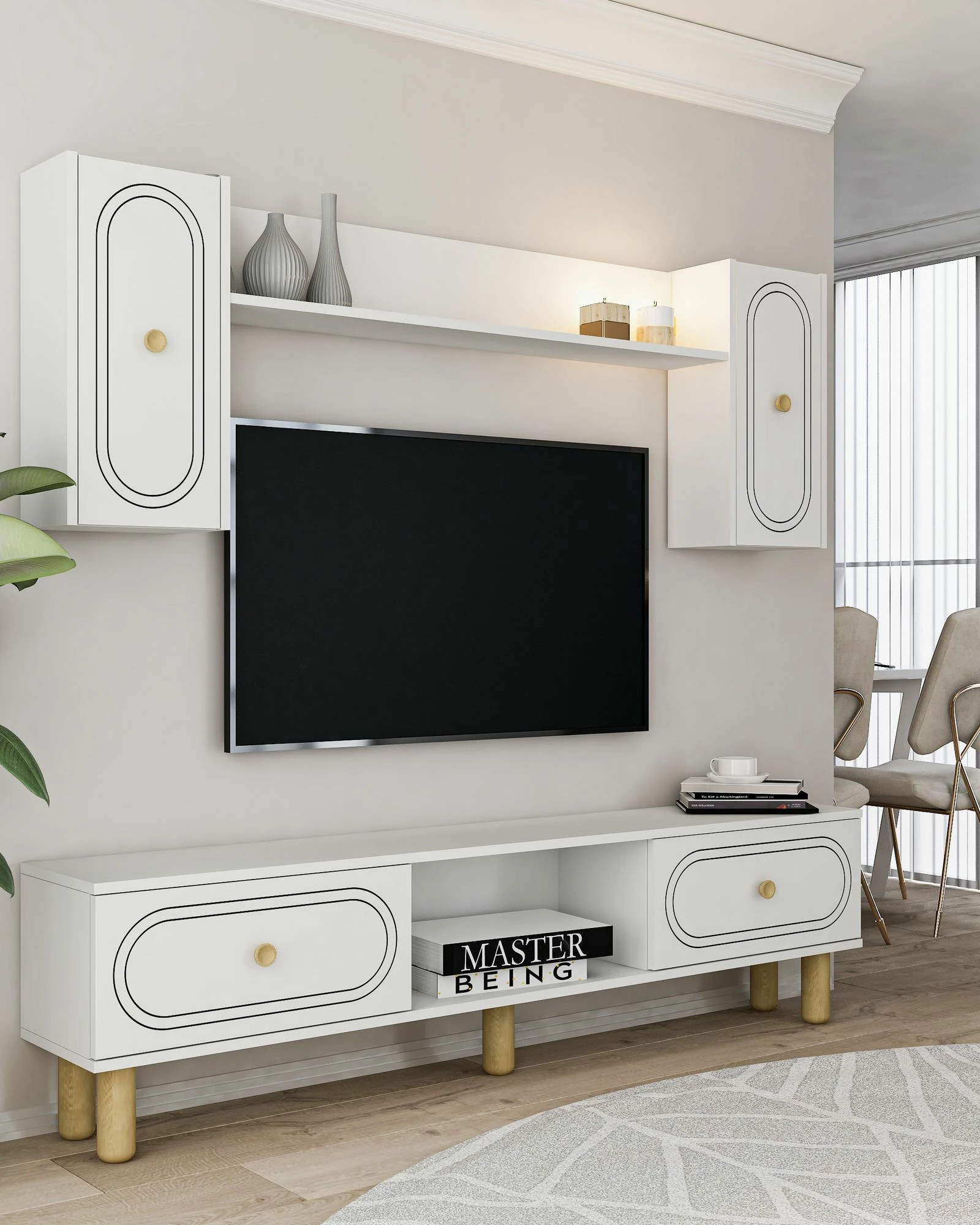 Njësi TV Skye Decor, ngjyrë e bardhë, Polen Bohem