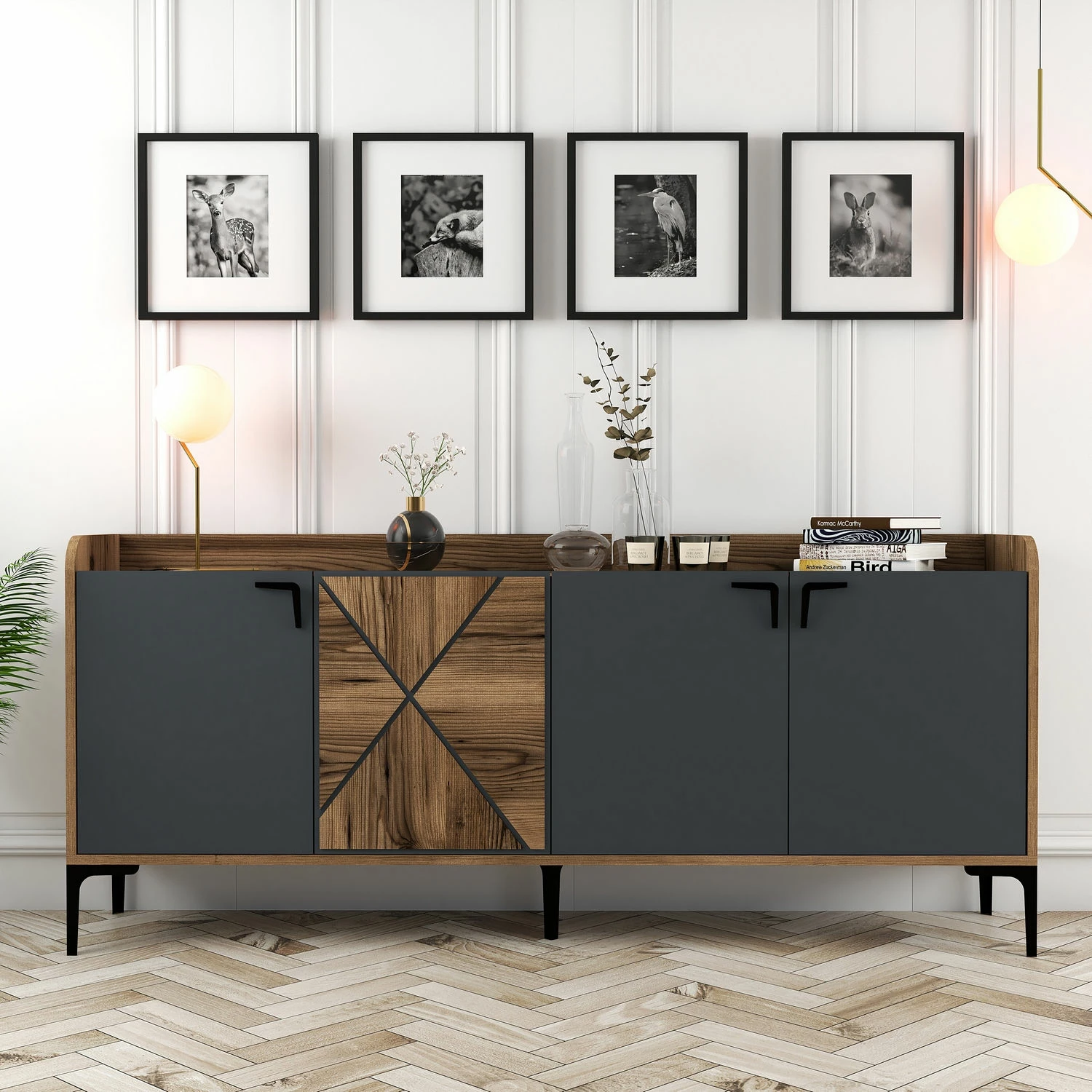 Konsolë Skye Decor, Venedik, ngjyrë arre dhe antracit