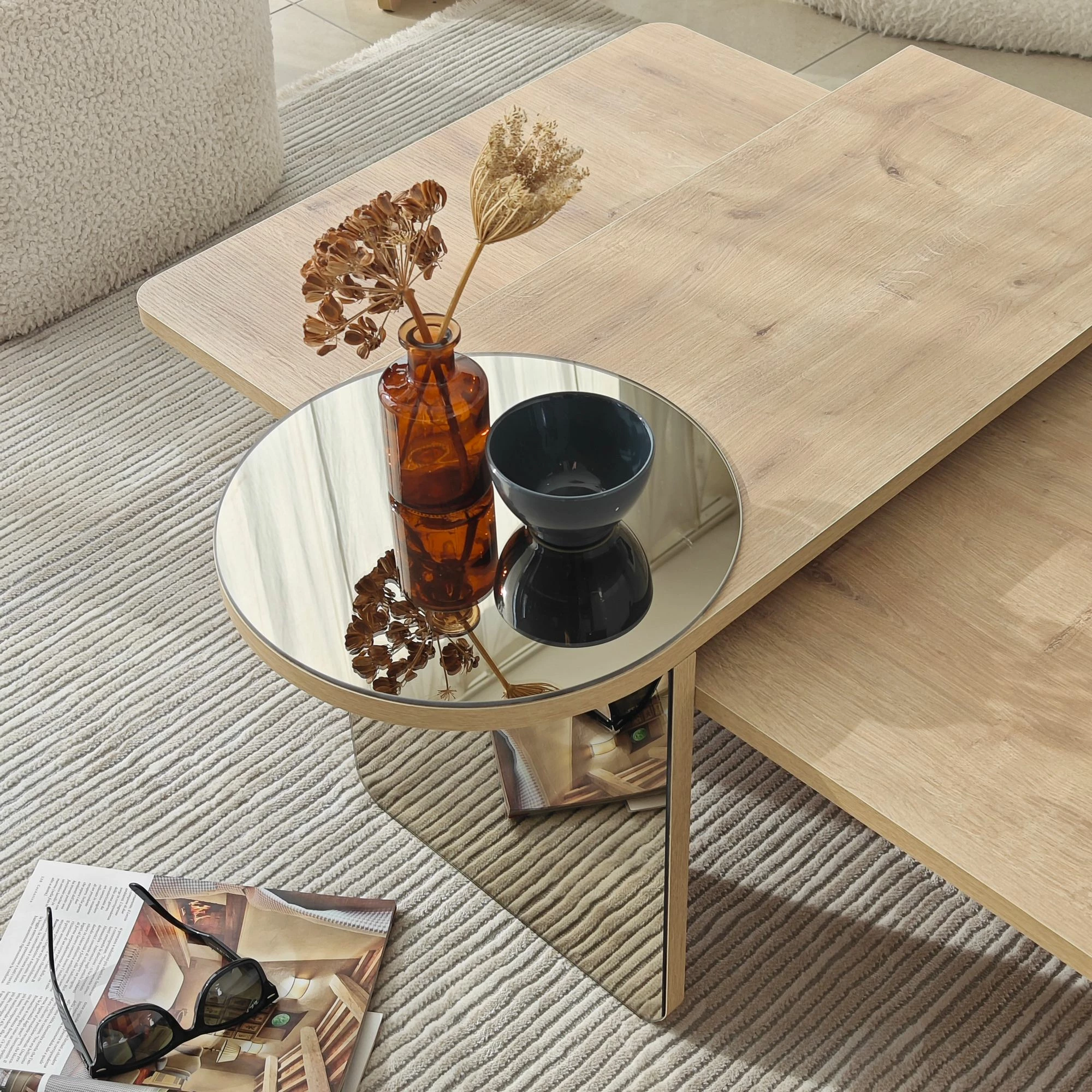 Set tavolinash kafeje Skye Decor, Luna 4, bronzie, lisi sapphire