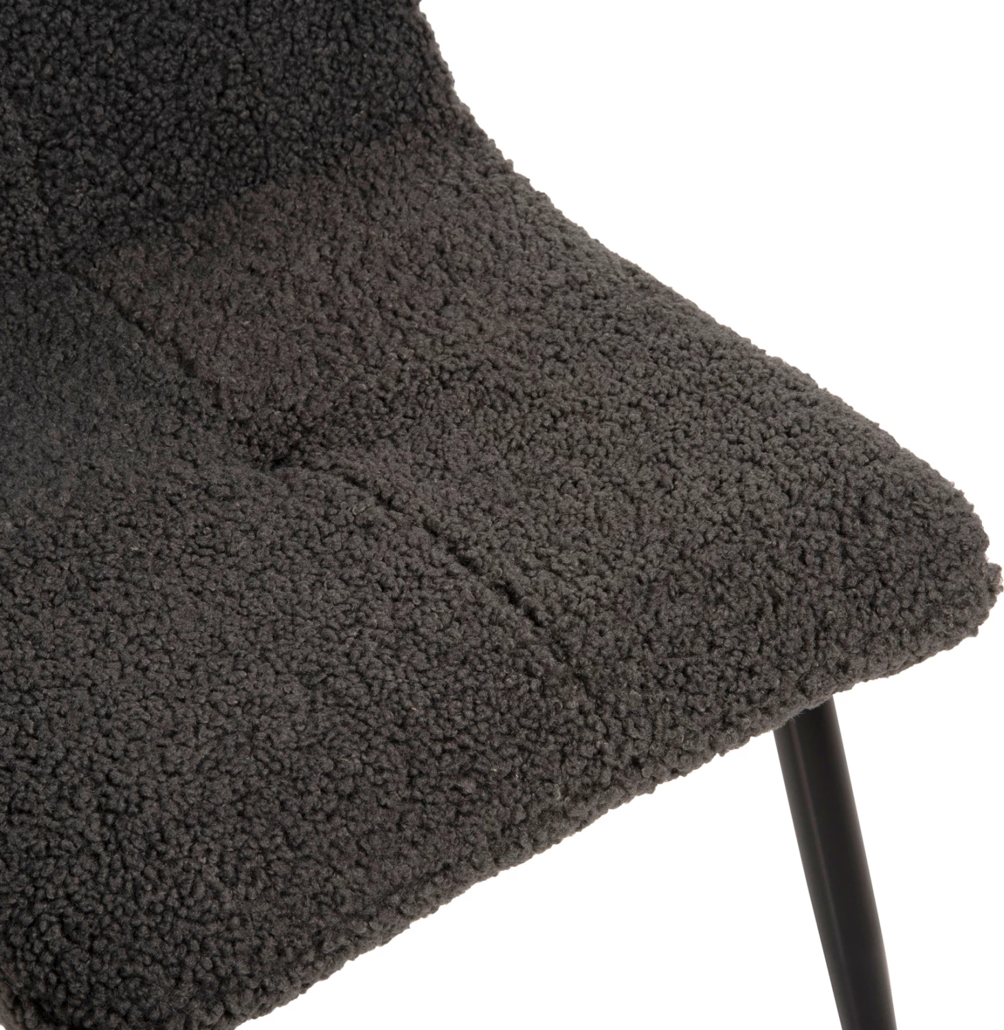 Karrige SHELLY FH8590.01, pëlhurë TEDDY, ngjyrë gri, këmbë metalike të zeza, 48x64x87H cm., set prej 2 copë