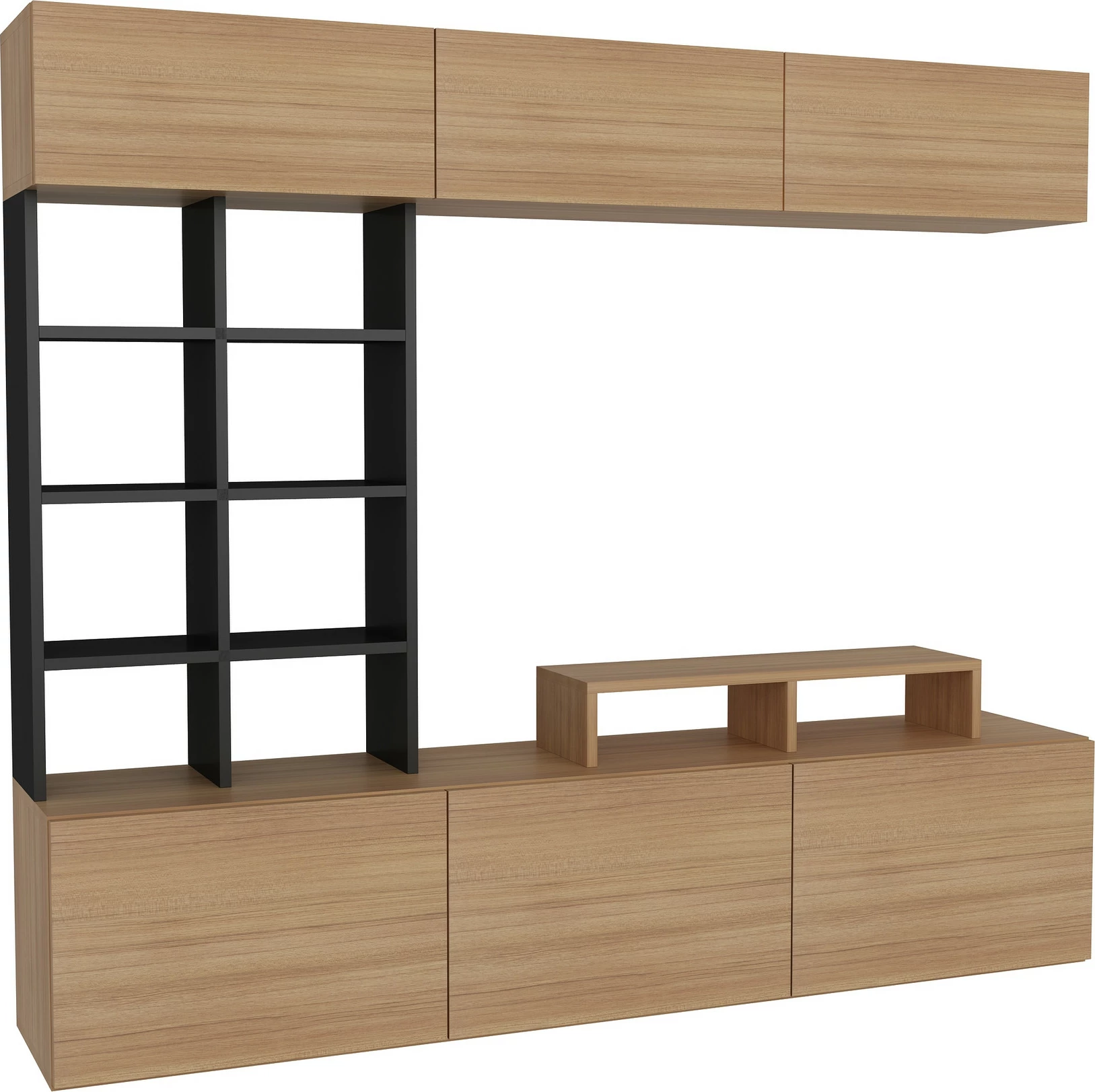 Komodë TV Hanah Home, Sasa, ngjyrë teak dhe e zezë
