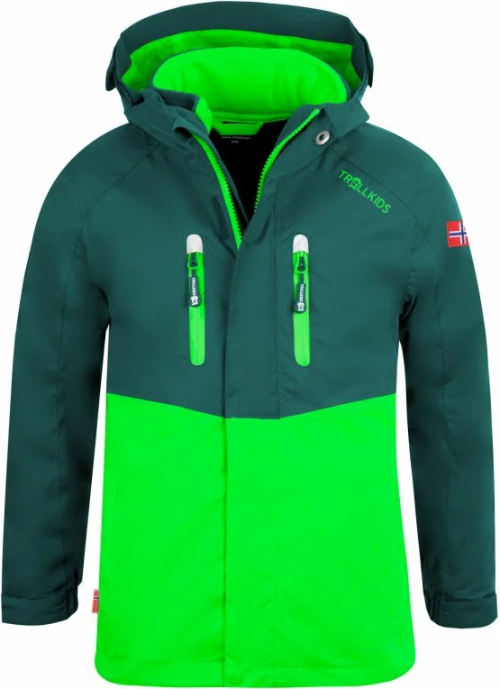 Jakne për fëmijë Trollkids Bryggen 3in1, e gjelbër